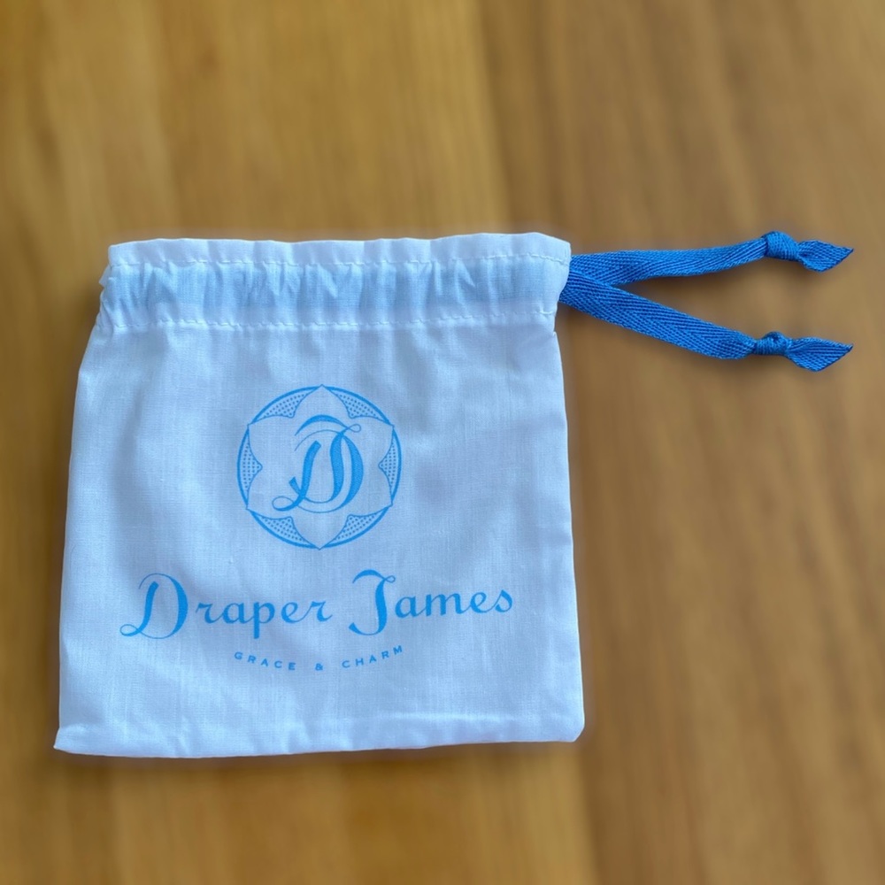 Draper James Jewelry Dust Bag — White with Blue Details